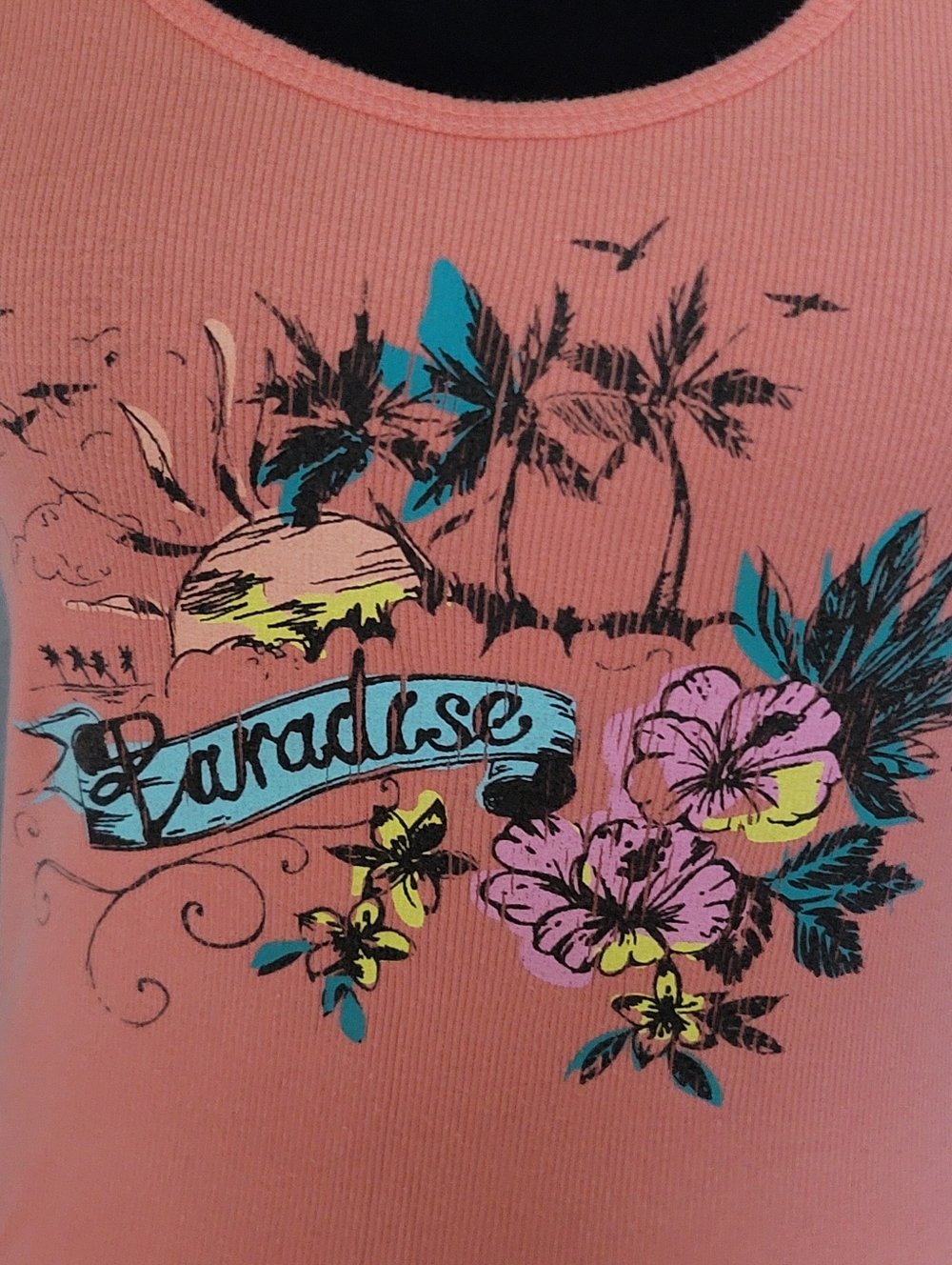Women’s Coral Paradise Graphic Tank Top - Picture 2 of 3